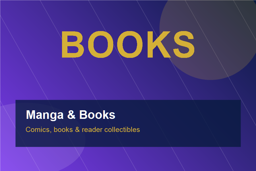 Manga, books, comics, and collectibles